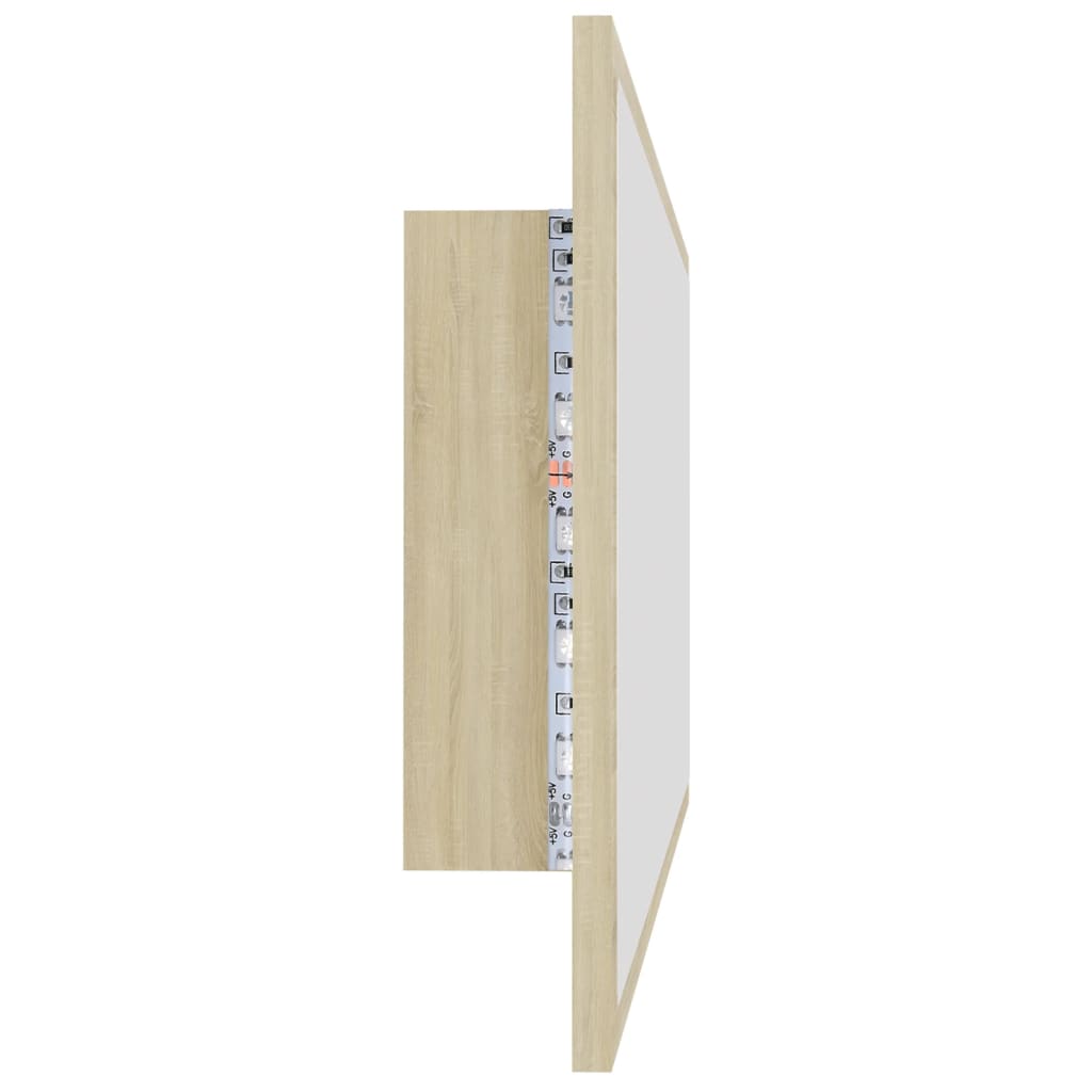 vidaXL LED Bathroom Mirror Sonoma Oak 100x8.5x37 cm Acrylic