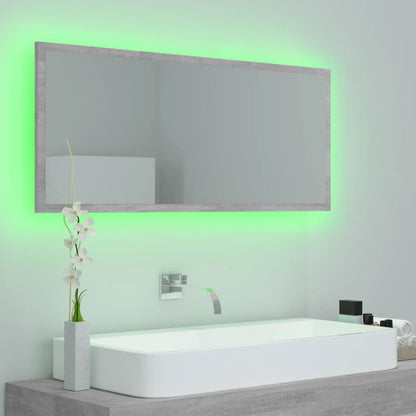 vidaXL LED Bathroom Mirror Concrete Grey 100x8.5x37 cm Acrylic