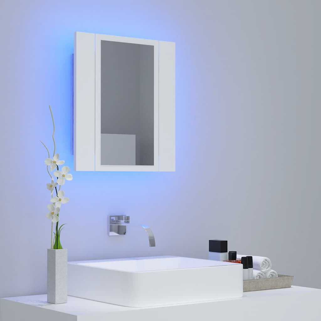 vidaXL LED Bathroom Mirror Cabinet White 40x12x45 cm Acrylic