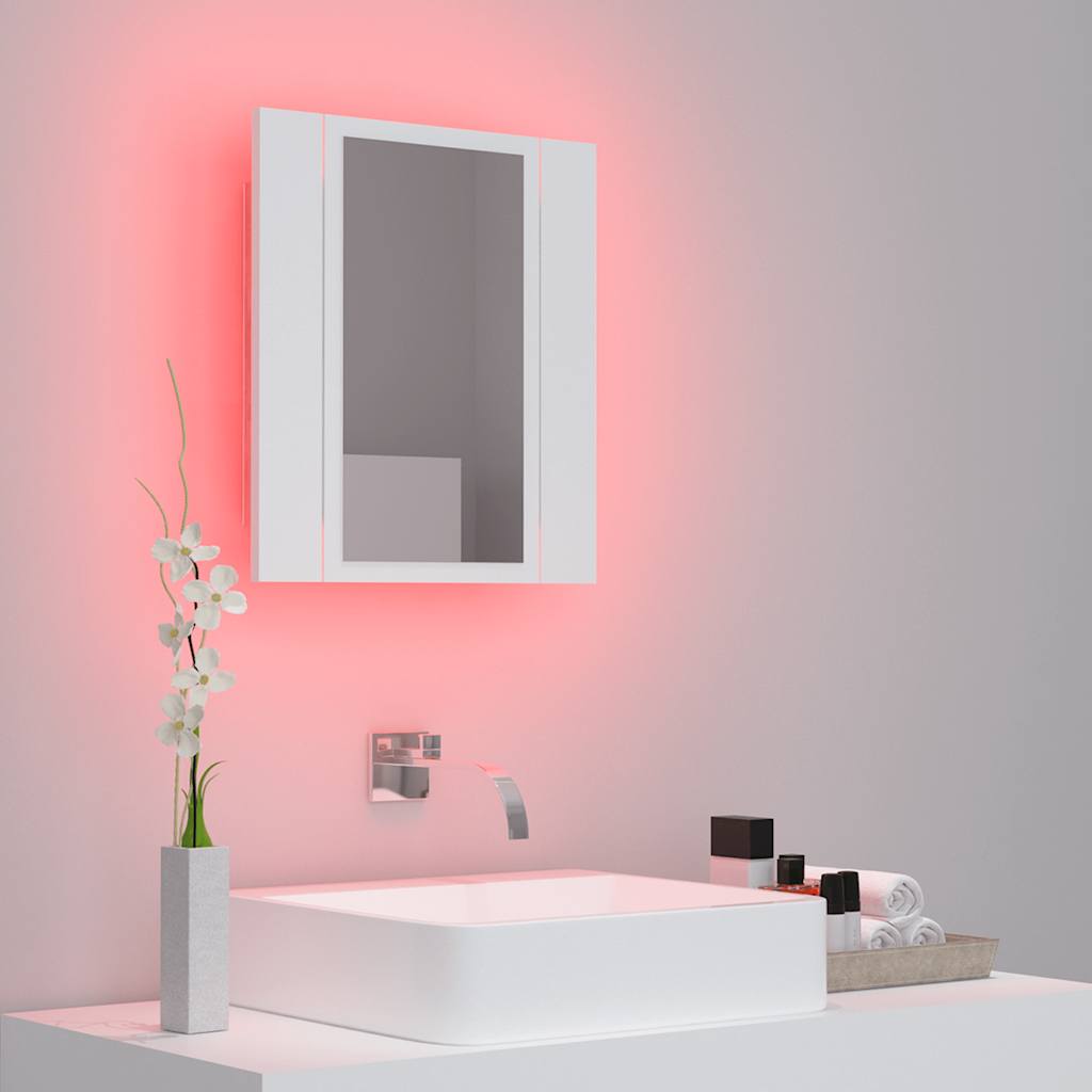 vidaXL LED Bathroom Mirror Cabinet White 40x12x45 cm Acrylic