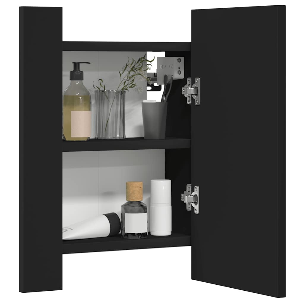 vidaXL LED Bathroom Mirror Cabinet Black 40x12x45 cm Acrylic