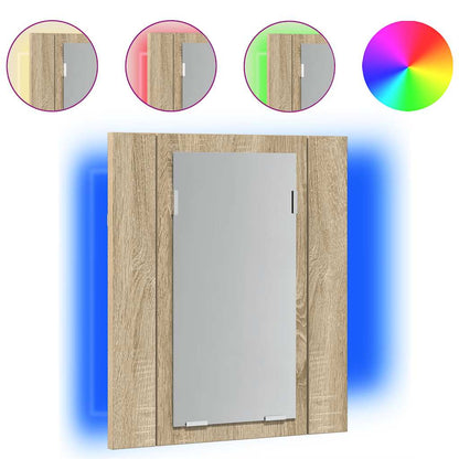 vidaXL LED Bathroom Mirror Cabinet Sonoma Oak 40x12x45 cm Acrylic