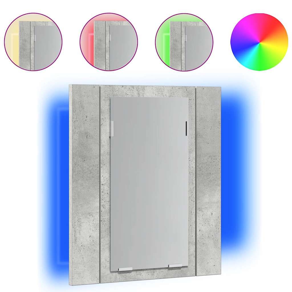 vidaXL LED Bathroom Mirror Cabinet Concrete Grey 40x12x45 cm Acrylic