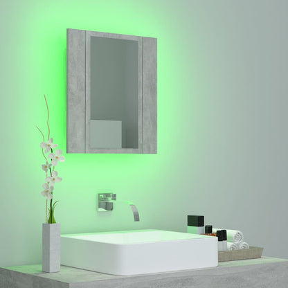 804952 vidaXL LED Bathroom Mirror Cabinet Concrete Grey 40x12x45 cm Acrylic