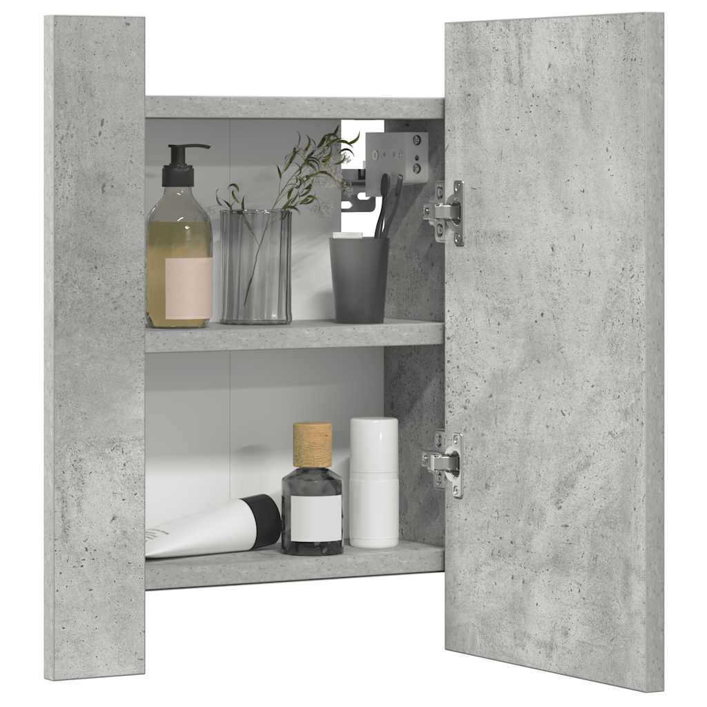 vidaXL LED Bathroom Mirror Cabinet Concrete Grey 40x12x45 cm Acrylic