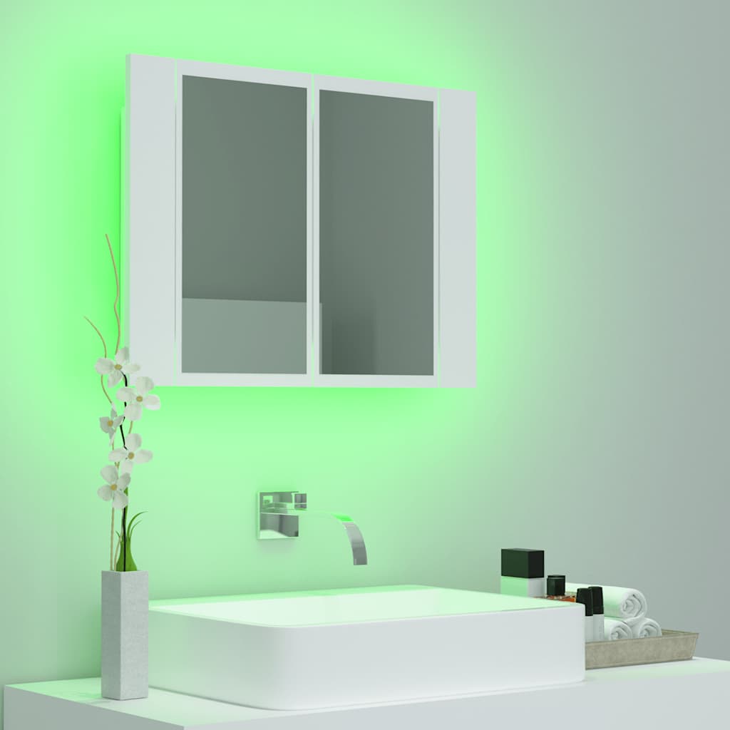 vidaXL Led Mirror Cabinet | White | Engineered wood, Acrylic | Compact
