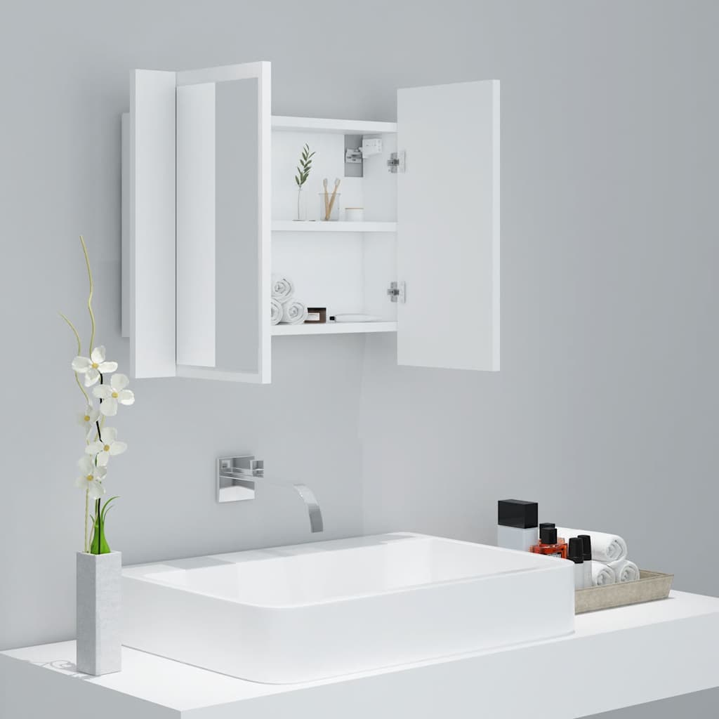 vidaXL Led Mirror Cabinet | White | Engineered wood, Acrylic | Compact