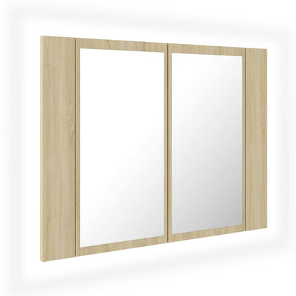 vidaXL LED Bathroom Mirror Cabinet Sonoma Oak 60x12x45 cm Acrylic