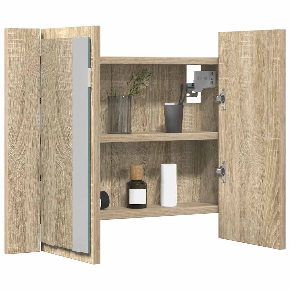 vidaXL LED Bathroom Mirror Cabinet Sonoma Oak 60x12x45 cm Acrylic