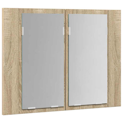vidaXL LED Bathroom Mirror Cabinet Sonoma Oak 60x12x45 cm Acrylic