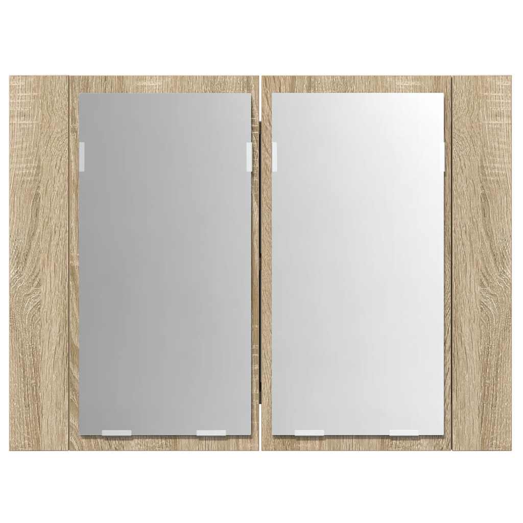 vidaXL LED Bathroom Mirror Cabinet Sonoma Oak 60x12x45 cm Acrylic