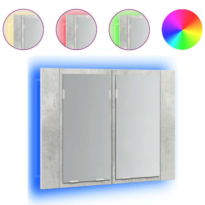 vidaXL Led Mirror Cabinet | Concrete grey | Engineered wood | 60 x 12 x 45 cm