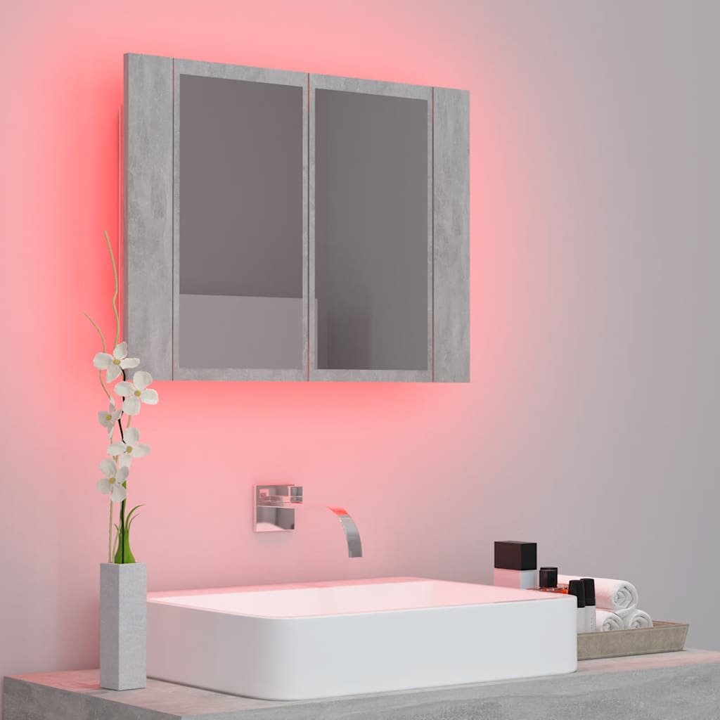 vidaXL Led Mirror Cabinet | Concrete grey | Engineered wood | 60 x 12 x 45 cm