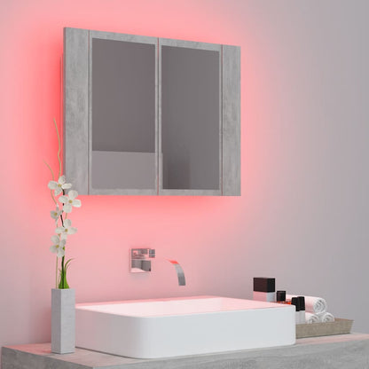 vidaXL Led Mirror Cabinet | Concrete grey | Engineered wood | 60 x 12 x 45 cm
