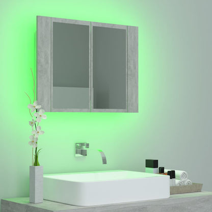 vidaXL Led Mirror Cabinet | Concrete grey | Engineered wood | 60 x 12 x 45 cm