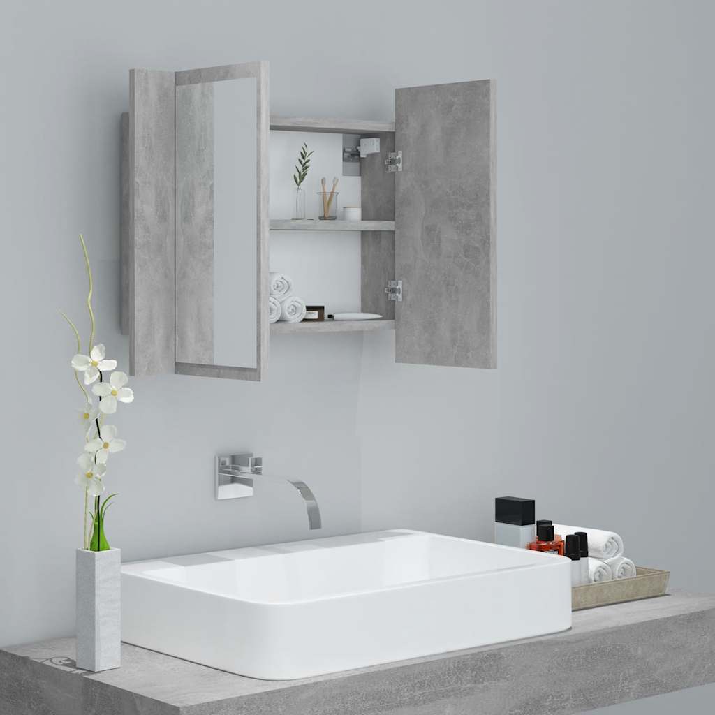 vidaXL Led Mirror Cabinet | Concrete grey | Engineered wood | 60 x 12 x 45 cm