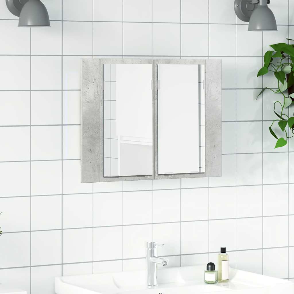 vidaXL Led Mirror Cabinet | Concrete grey | Engineered wood | 60 x 12 x 45 cm