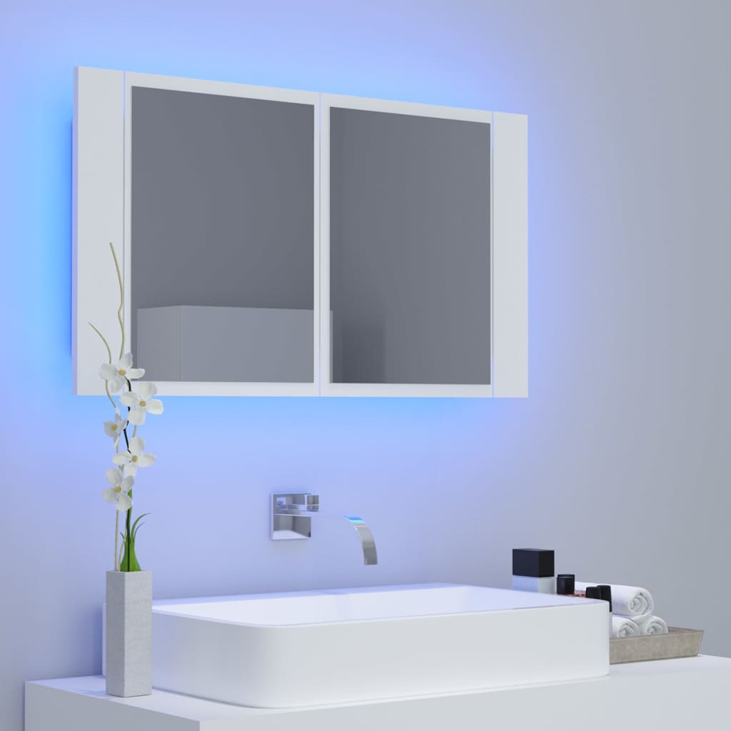 vidaXL Led Mirror Cabinet | White | Engineered wood, acrylic | 80x12x45 cm