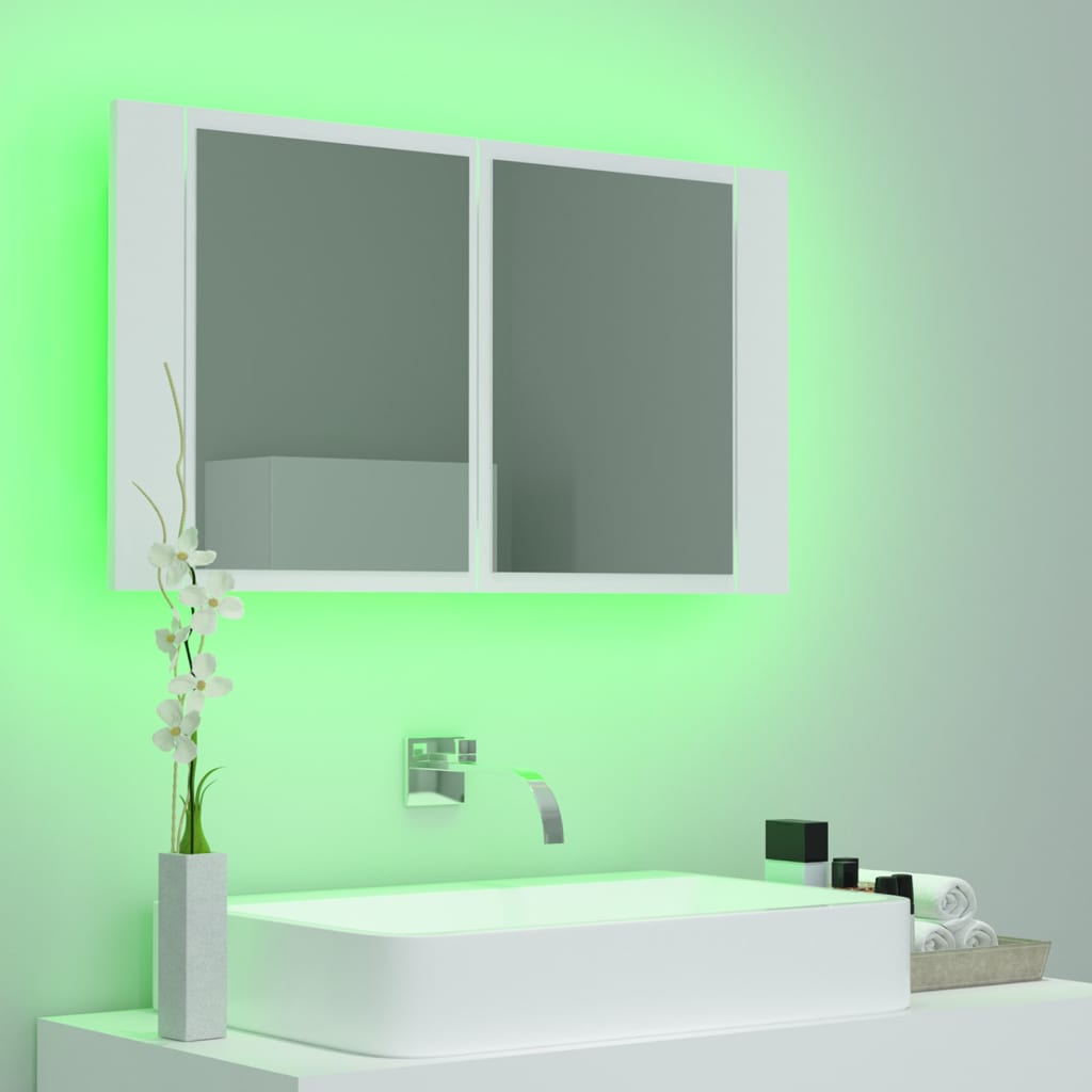 vidaXL Led Mirror Cabinet | White | Engineered wood, acrylic | 80x12x45 cm
