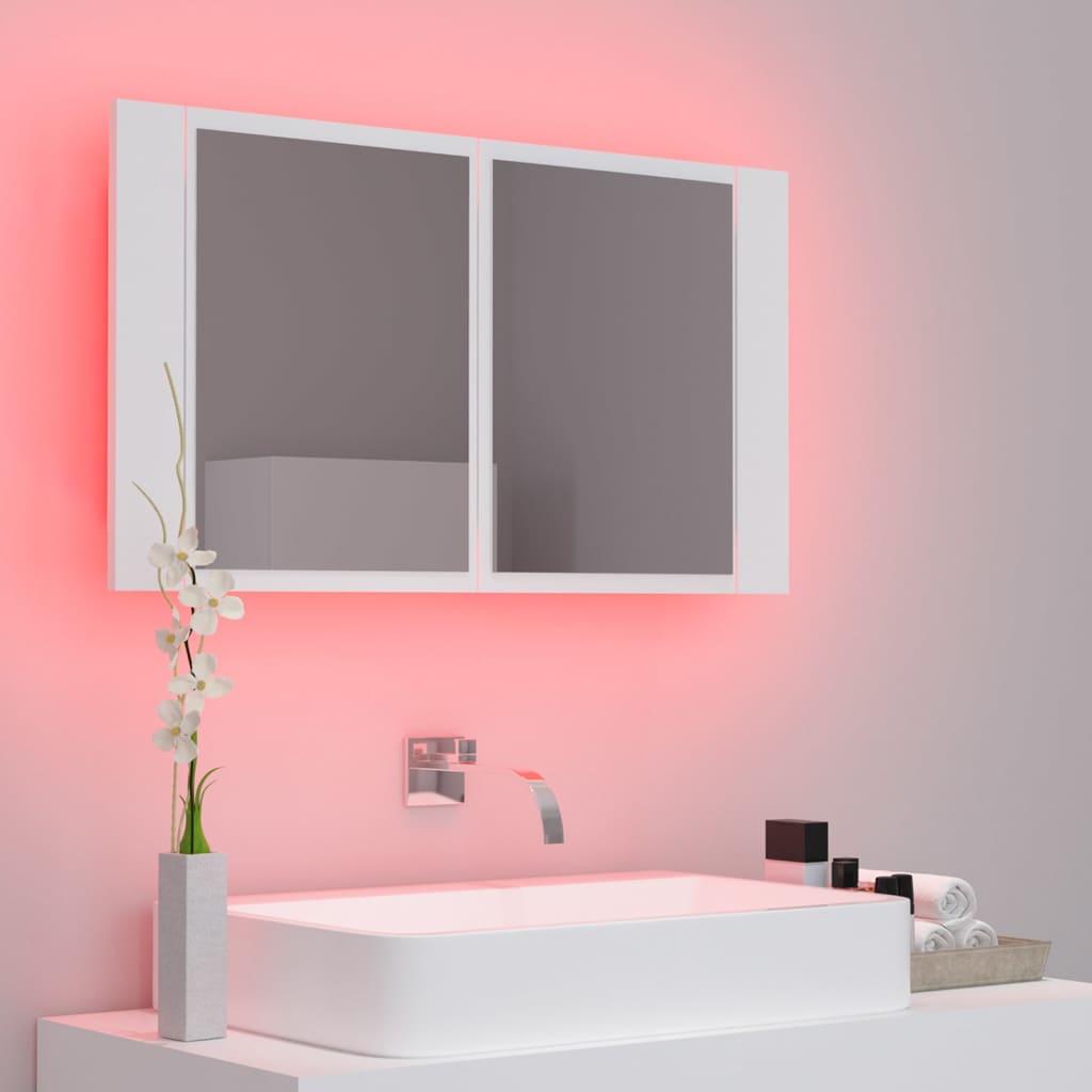 vidaXL Led Mirror Cabinet | White | Engineered wood, acrylic | 80x12x45 cm