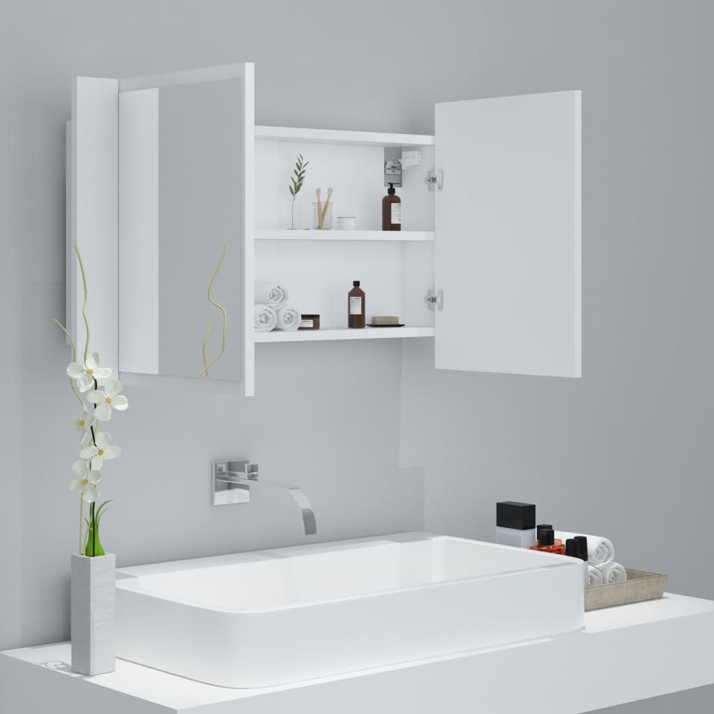 vidaXL Led Mirror Cabinet | White | Engineered wood, acrylic | 80x12x45 cm