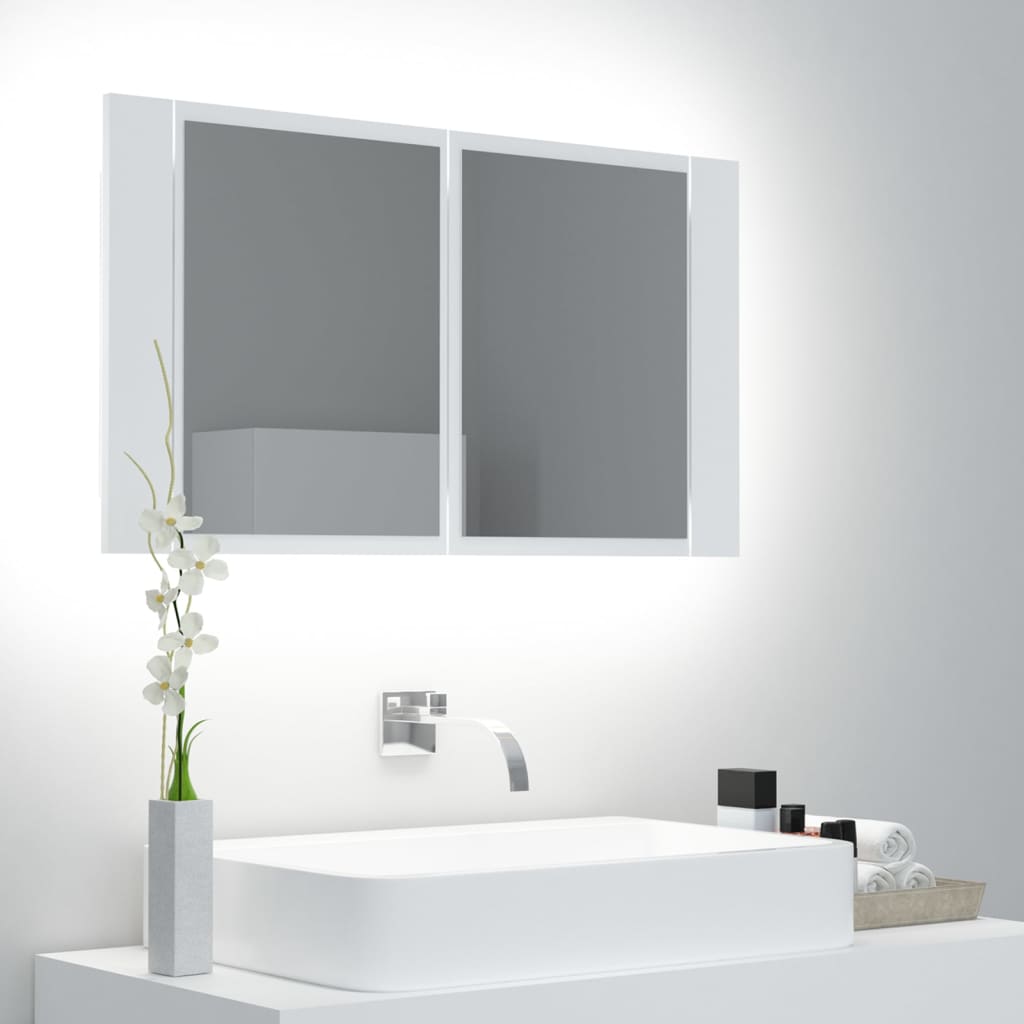 vidaXL Led Mirror Cabinet | White | Engineered wood, acrylic | 80x12x45 cm