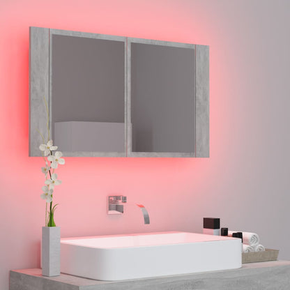 vidaXL LED Bathroom Mirror Cabinet Concrete Grey 80x12x45 cm Acrylic