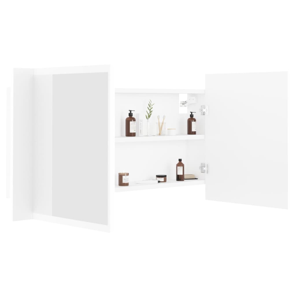 vidaXL LED Bathroom Mirror Cabinet White 90x12x45 cm Acrylic
