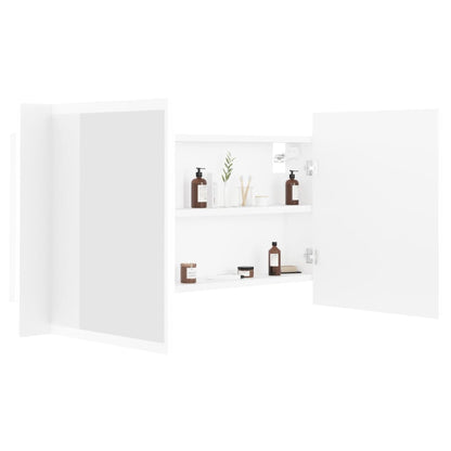 vidaXL LED Bathroom Mirror Cabinet White 90x12x45 cm Acrylic
