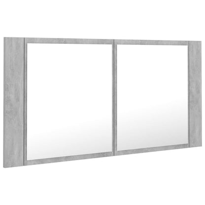vidaXL LED Bathroom Mirror Cabinet Concrete Grey 90x12x45 cm Acrylic