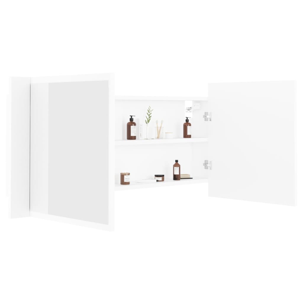 vidaXL LED Bathroom Mirror Cabinet White 100x12x45 cm Acrylic