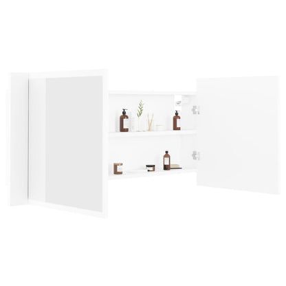 vidaXL LED Bathroom Mirror Cabinet White 100x12x45 cm Acrylic