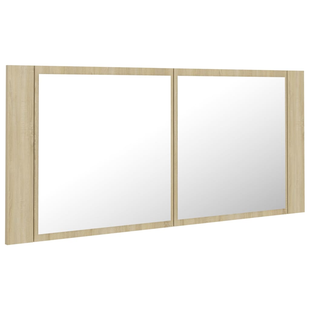 vidaXL LED Bathroom Mirror Cabinet Sonoma Oak 100x12x45 cm Acrylic