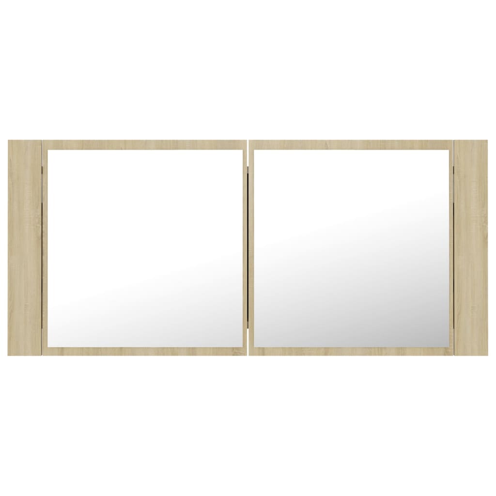 vidaXL LED Bathroom Mirror Cabinet Sonoma Oak 100x12x45 cm Acrylic