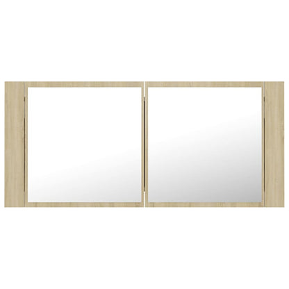 vidaXL LED Bathroom Mirror Cabinet Sonoma Oak 100x12x45 cm Acrylic