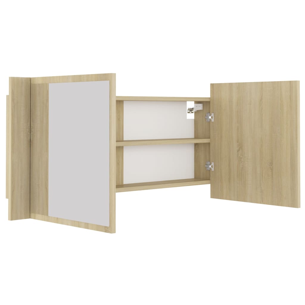 vidaXL LED Bathroom Mirror Cabinet Sonoma Oak 100x12x45 cm Acrylic