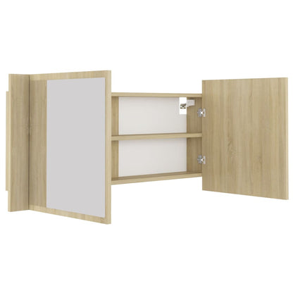 vidaXL LED Bathroom Mirror Cabinet Sonoma Oak 100x12x45 cm Acrylic