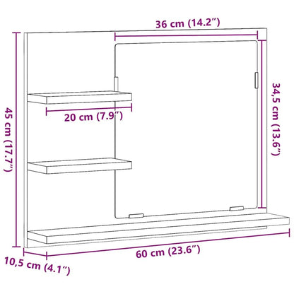 vidaXL Bathroom Mirror Sonoma Oak 60x10.5x45 cm Engineered Wood