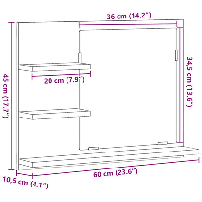 805009 vidaXL Bathroom Mirror Sonoma Oak 60x10,5x45 cm Engineered Wood