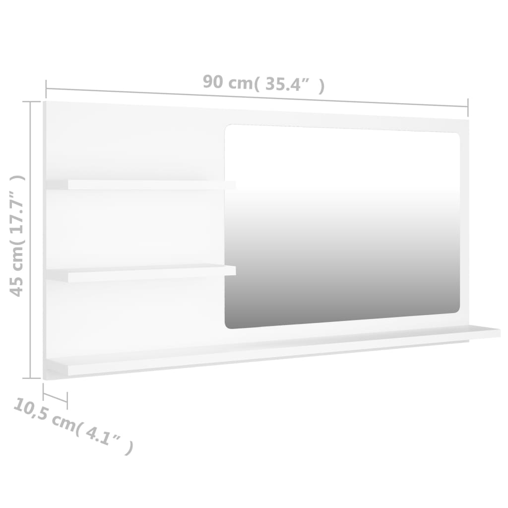vidaXL Bathroom Mirror White 90x10.5x45 cm Engineered Wood