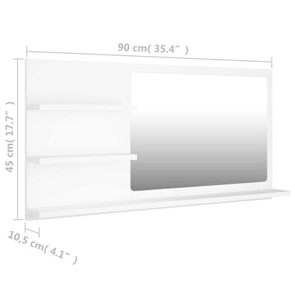 805015 vidaXL Bathroom Mirror White 90x10,5x45 cm Engineered Wood