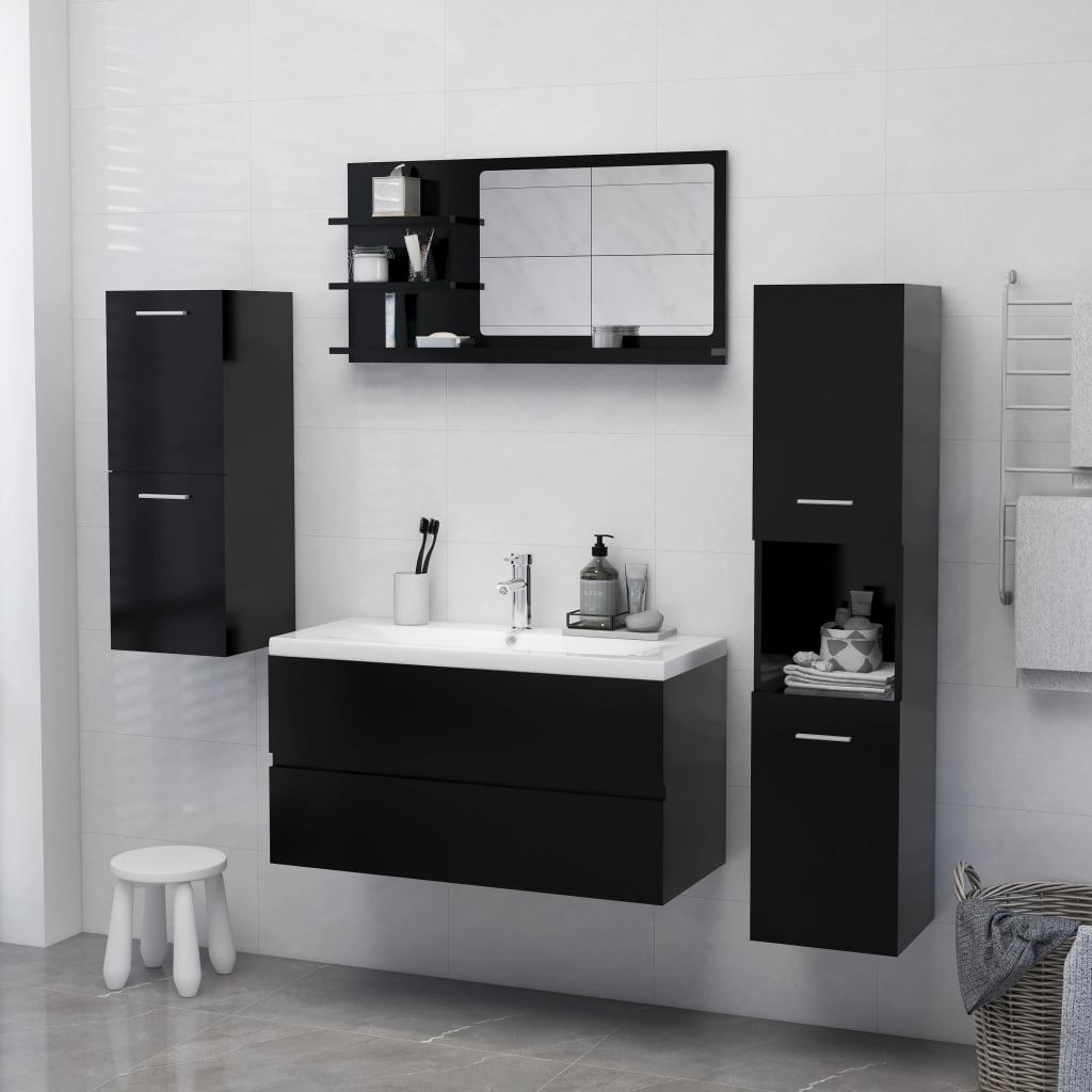 vidaXL Bathroom Mirror Black 90x10.5x45 cm Engineered Wood