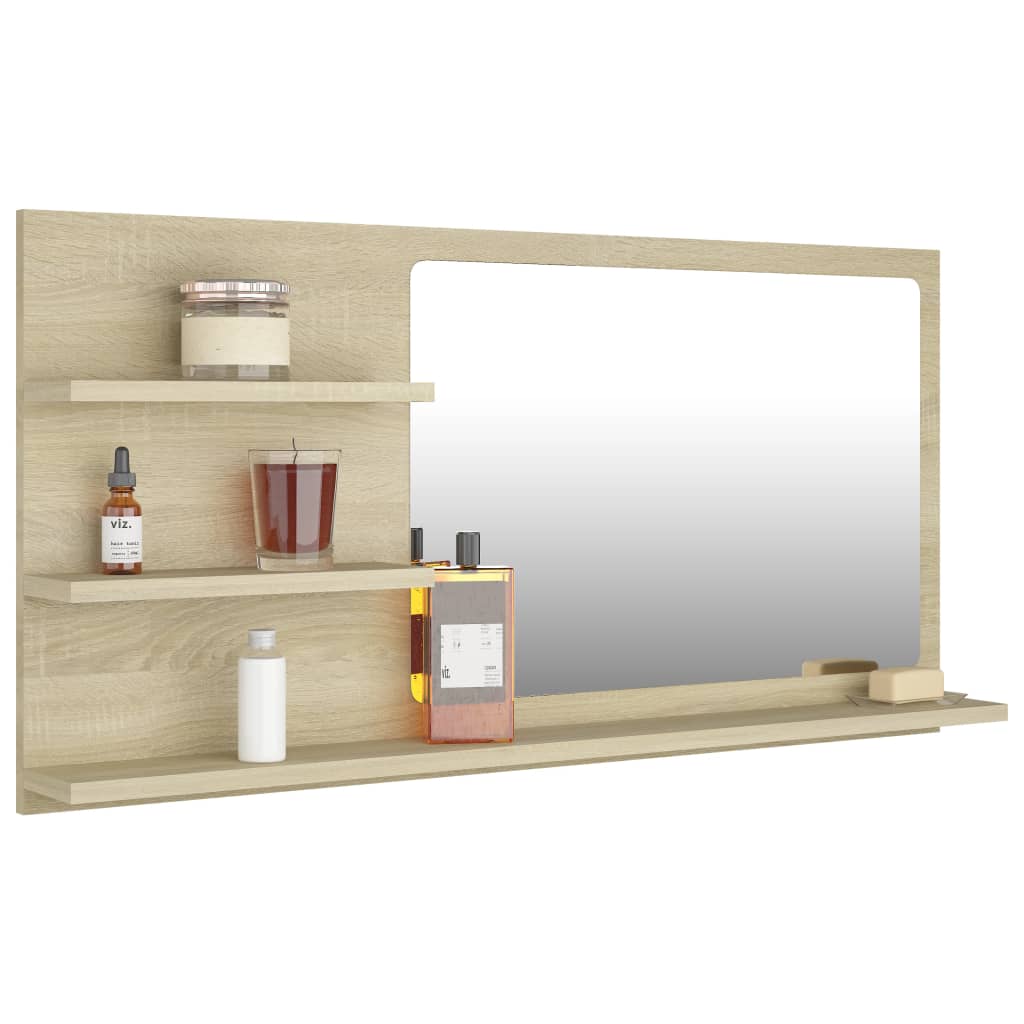 vidaXL Bathroom Mirror Sonoma Oak 90x10.5x45 cm Engineered Wood