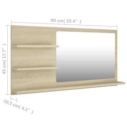 vidaXL Bathroom Mirror Sonoma Oak 90x10.5x45 cm Engineered Wood