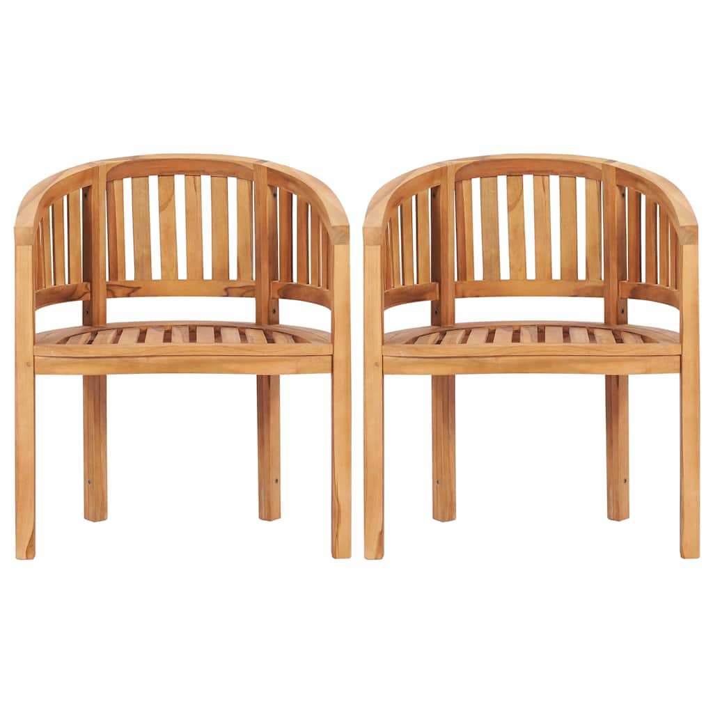 3059961 vidaXL 4 Piece Banana Garden Lounge Set Solid Teak Wood (48019+48020+48027)