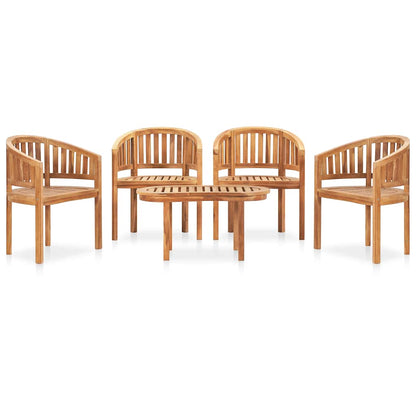 3059963 vidaXL 5 Piece Banana Garden Lounge Set Solid Teak Wood (2x48019+48027)