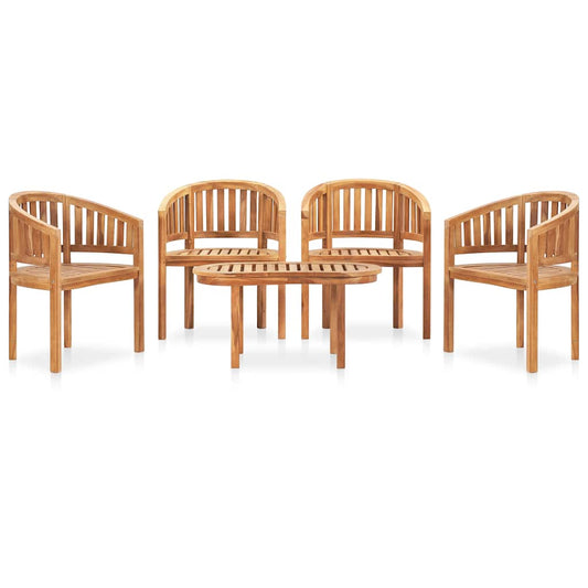 3059963 vidaXL 5 Piece Banana Garden Lounge Set Solid Teak Wood (2x48019+48027)