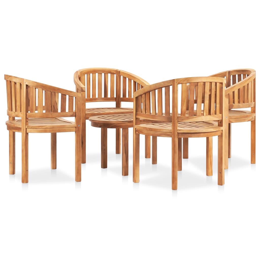 3059963 vidaXL 5 Piece Banana Garden Lounge Set Solid Teak Wood (2x48019+48027)