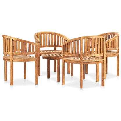 3059963 vidaXL 5 Piece Banana Garden Lounge Set Solid Teak Wood (2x48019+48027)