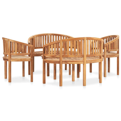 3059964 vidaXL 5 Piece Banana Garden Lounge Set Solid Teak Wood (48019+2x48020+48027)